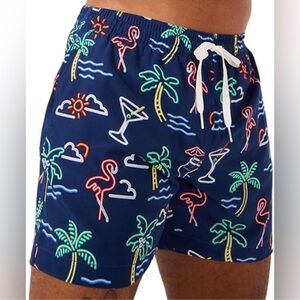 Chubbies The Neon Lights Stretch Swim Trunks Navy Blue size Large